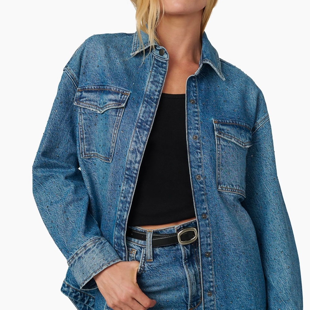 Joe's Jeans Katrina Crystal-Embellished Denim Shirt Jacket